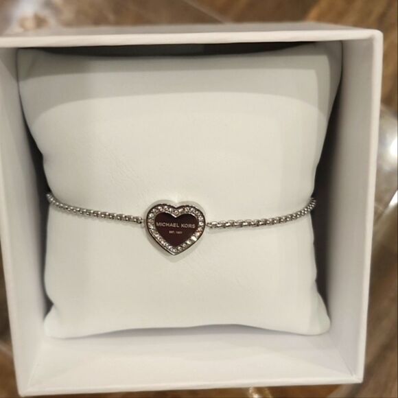 Michael Kors Stainless Steel Silver- Tone Slider Bracelet w/Crystal Accents - Picture 9 of 12